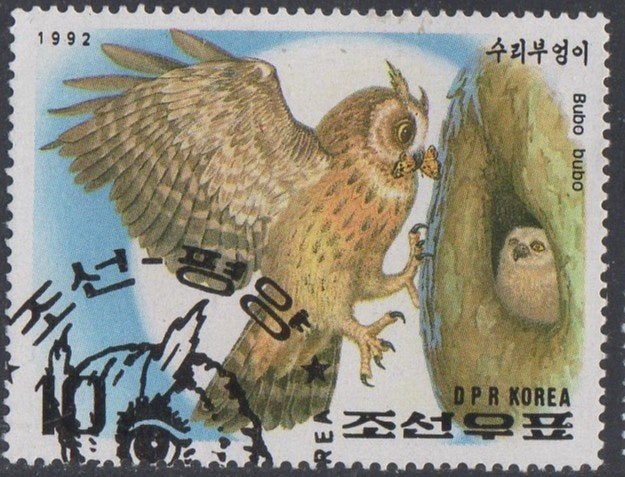 Noord Korea - Aziatische oehoe - 1992, Ophalen of Verzenden, Gestempeld