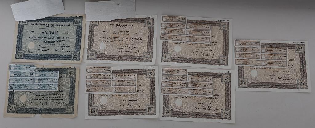 7 stuks duitse historische aandelen DLW, Verzenden, 1950 tot 1970, Aandeel