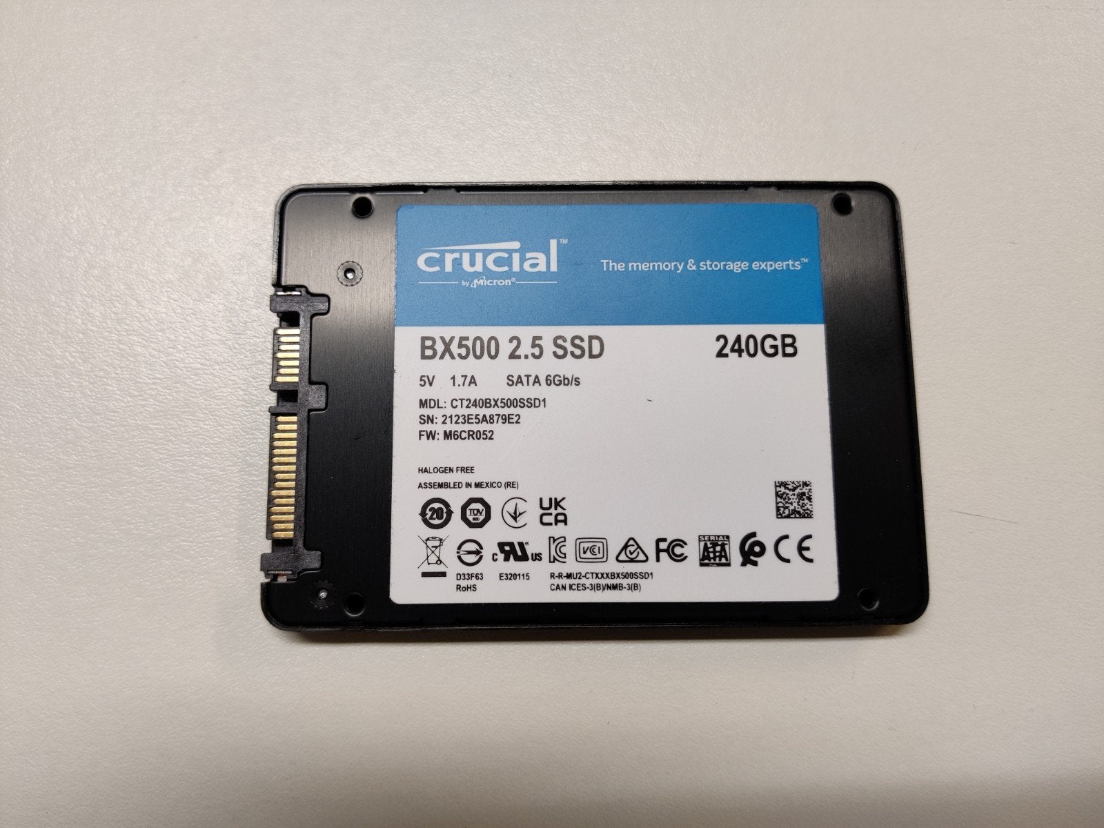 240GB SATA SSD Crucial BX500, Informatique & Logiciels, Disques durs, Enlèvement, SATA, SSD