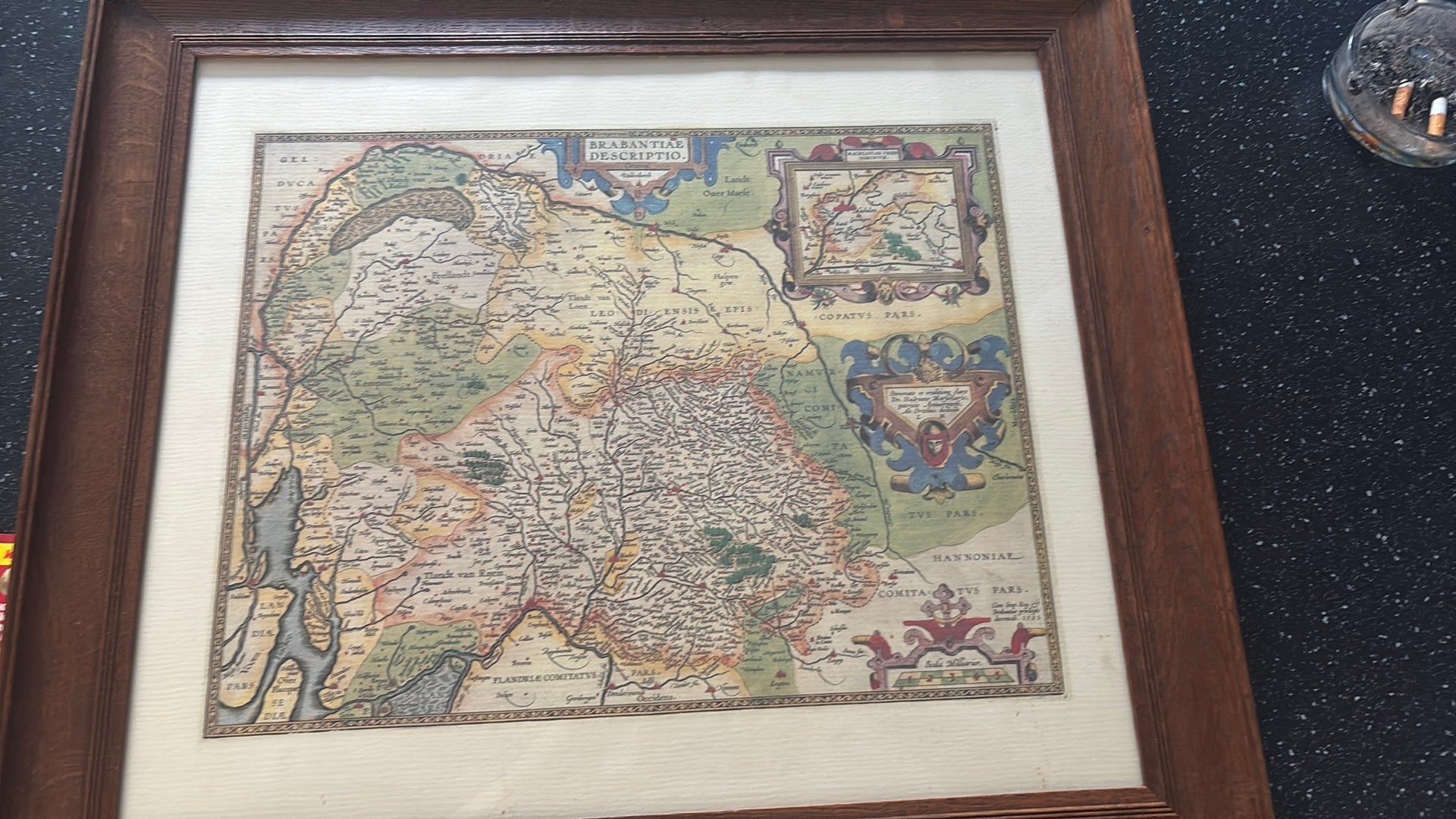 Antieke kaart Brabant Abraham Ortelius Brabantiae Descriptio, Boeken, Ophalen, 1800 tot 2000, België, Landkaart
