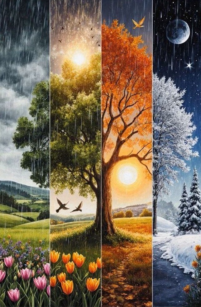 50x40cm Diamond Painting vier seizoenen boom (rond) nr 86, Hobby en Vrije tijd, Verzenden, Nieuw, Meerkleurig, Overige materialen