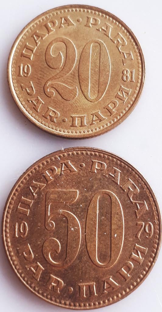 2X YOUGOSLAVIE : 20 PARA1981 KM45+50 PARA 1979 KM46.2 Br.UNC, Enlèvement ou Envoi, Yougoslavie, Série