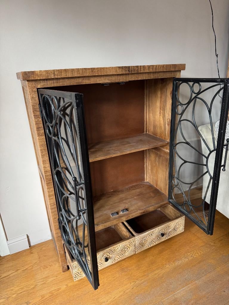 Giner y Colomer Buffetkast Metaal/Mangohout, Maison & Meubles, Armoires | Buffets, Métal, 25 à 50 cm, Avec tablette(s), Comme neuf