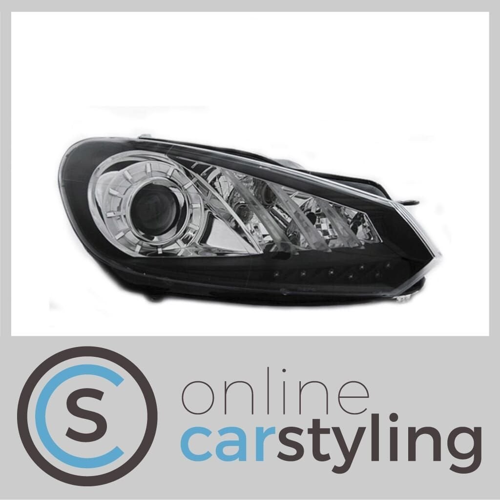 Koplampen VW Golf VI 3D LED Real DRL Zwart, Auto-onderdelen, -, Volkswagen, -, Nieuw