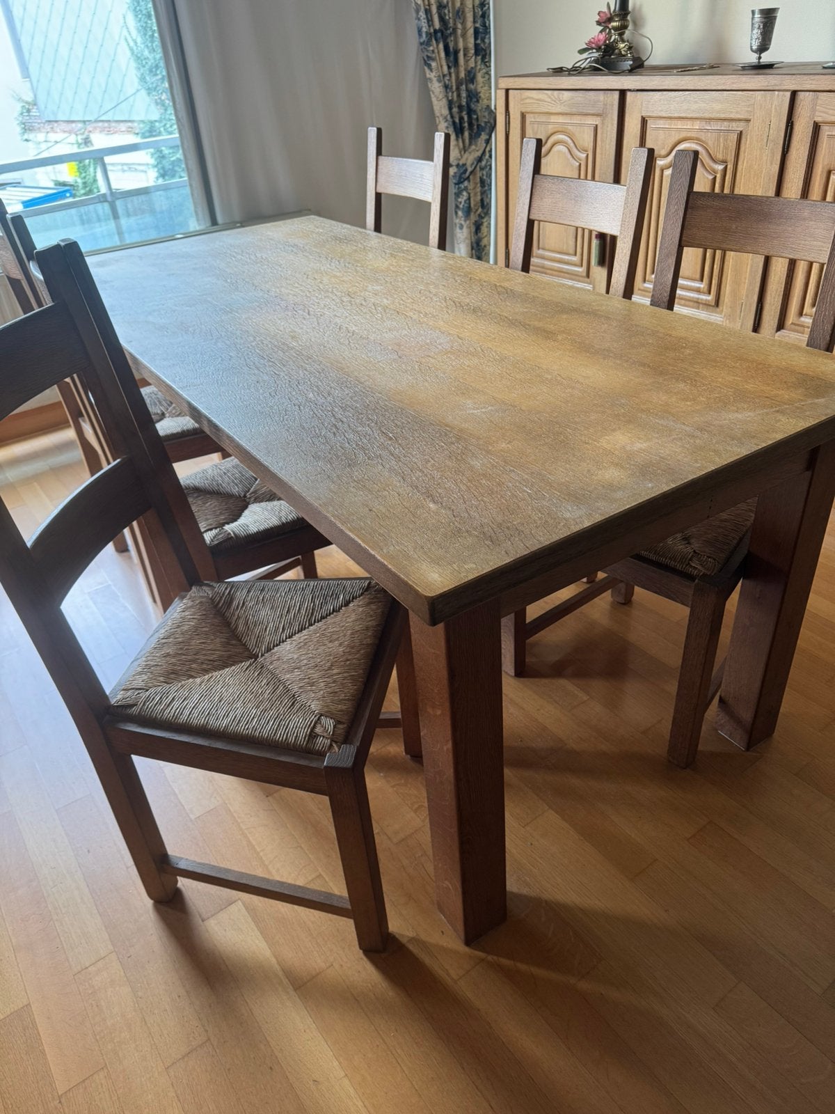 Eettafel + 6 stoelen, Ophalen, Gebruikt, Rustiek, Vijf personen of meer