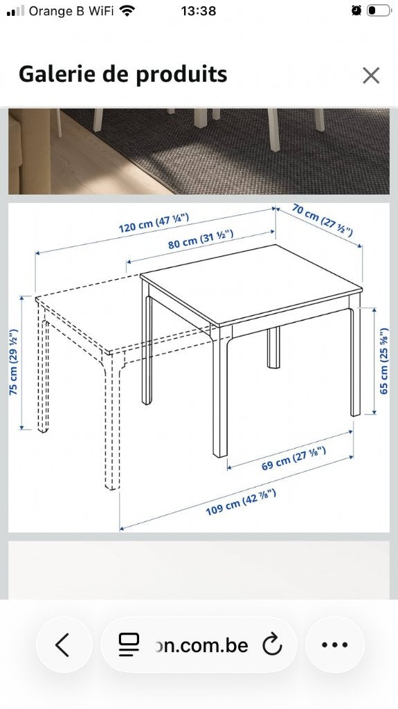 EKEDALEN IKEA 80 of 120 tafel met verlengstuk x 70, Ophalen