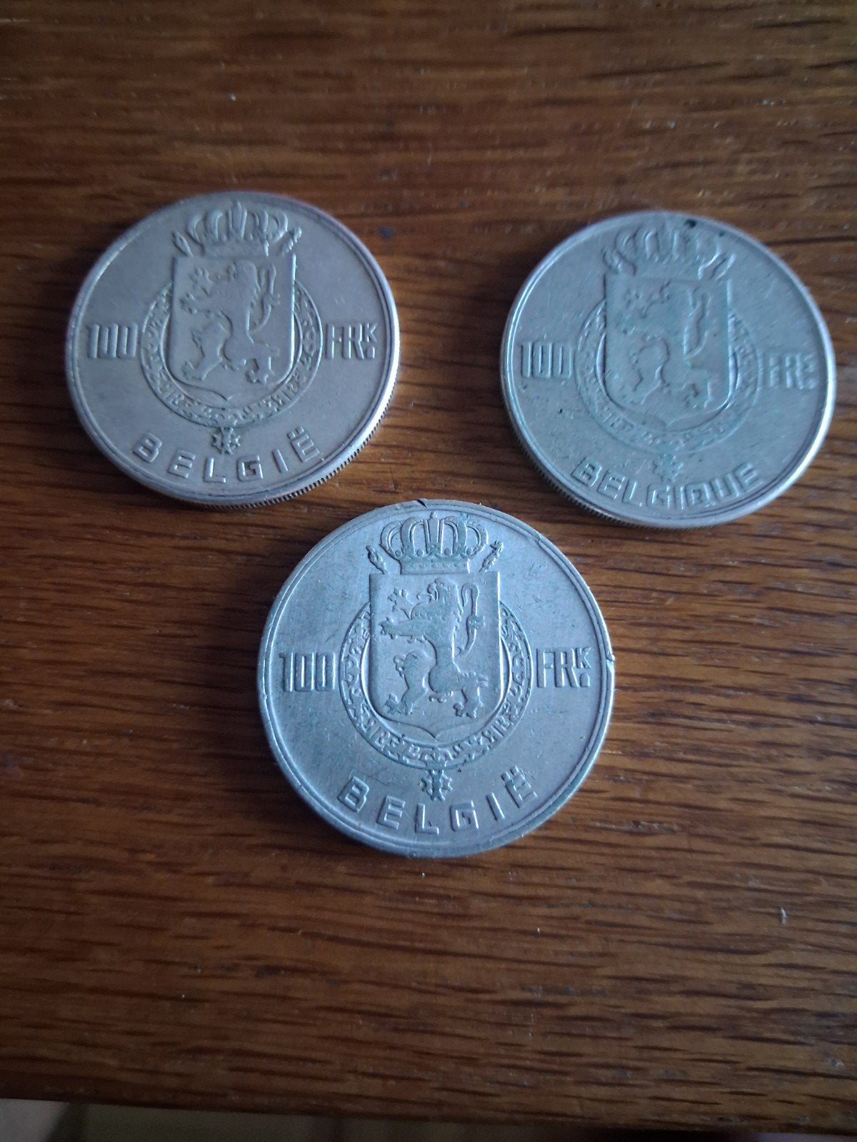 3 zilveren 100 frank stukken, Postzegels en Munten, Ophalen