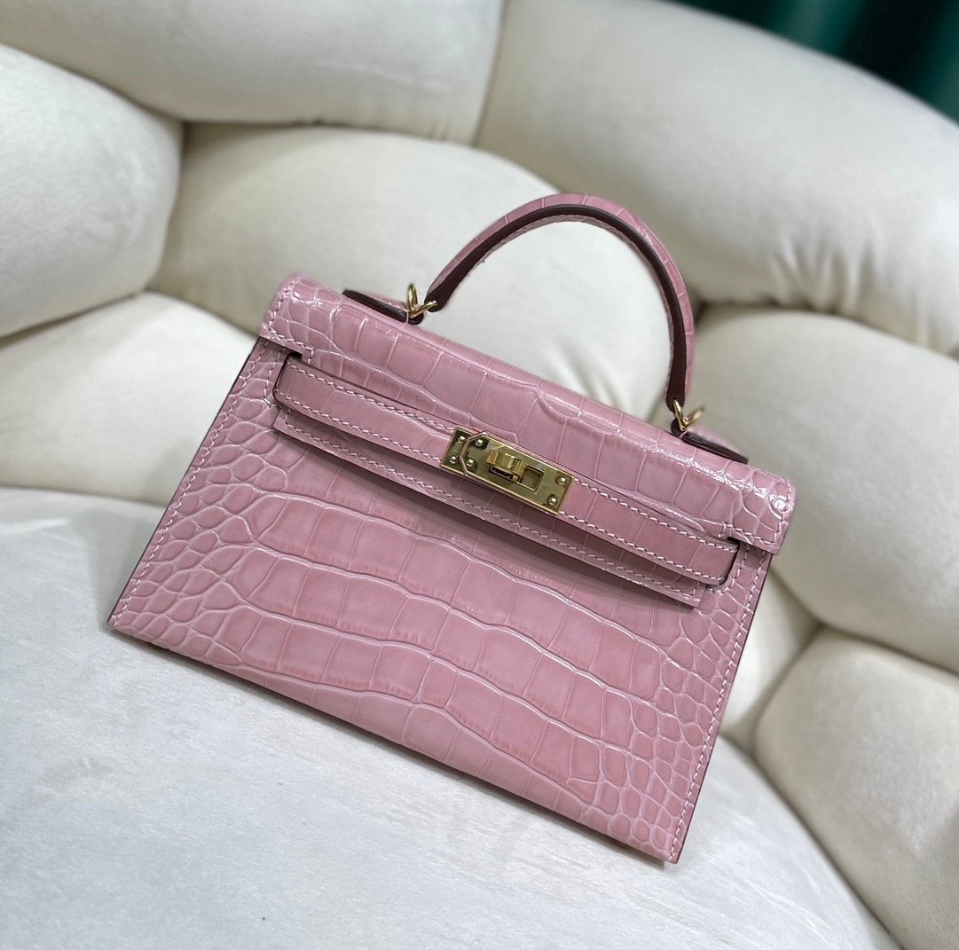 Cuir de veau Hermes Kelly Croco Togo de haute qualité, Envoi, Neuf, Beige, Sac à main
