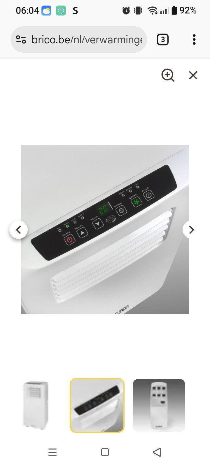 Mobile airco Eurom, Ophalen, Mobiele airco