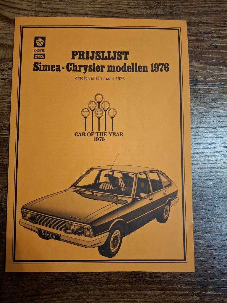 LISTE DE PRIX SIMCA-CHRYSLER modèles 1976, Enlèvement ou Envoi, Neuf, Autres marques