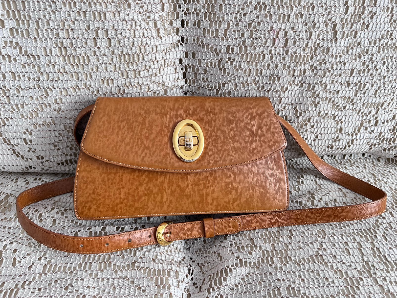 Sac bandoulière CHRISTIAN DIOR cuir cognac, Enlèvement ou Envoi, Comme neuf, Cuir