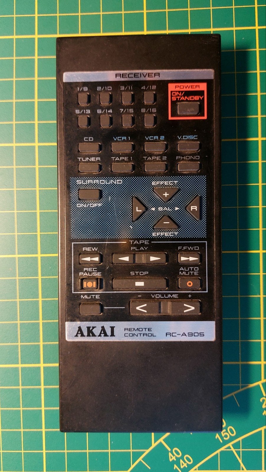 Originele Akai RC-A905 afstandsbediening, Ophalen of Verzenden, Gebruikt, Origineel, Receiver of Versterker