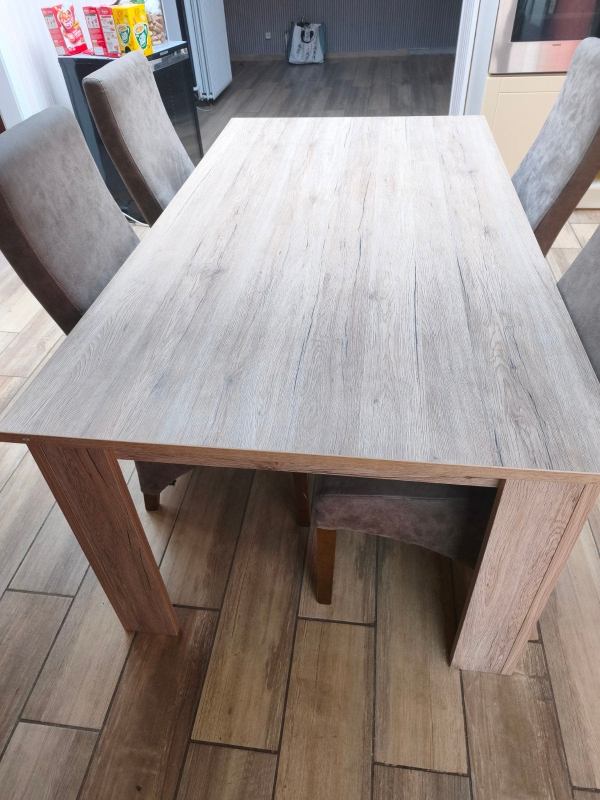 Table et 4 Chaises, Maison & Meubles, 100 à 150 cm, Enlèvement, Utilisé, Rectangulaire