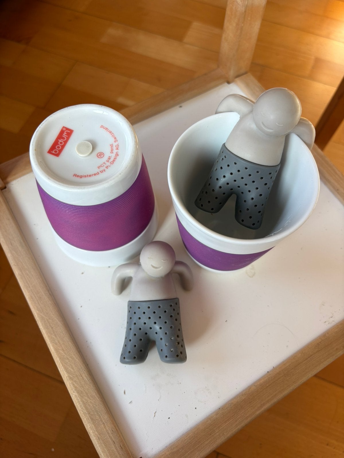 Bodum Double-Wall Porcelain Cups & "Mr. Tea" Infusers Set, Enlèvement, Comme neuf, Bodum