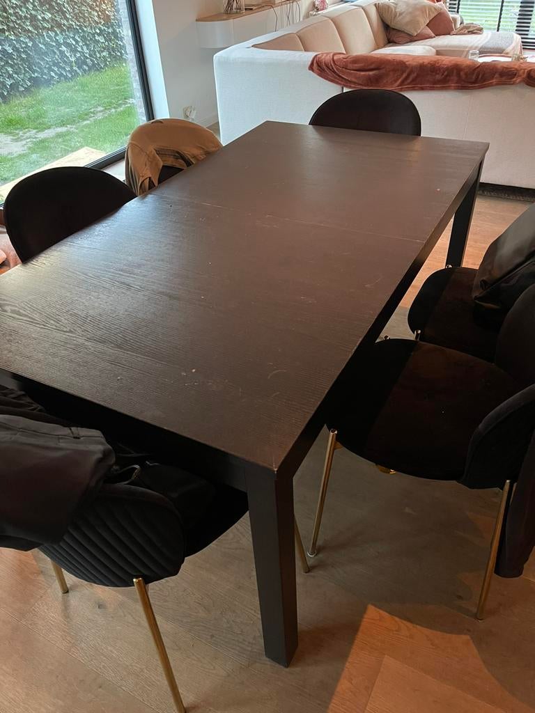 Uitschuifbare tafel, Huis en Inrichting, Tafels | Eettafels, Ophalen, Gebruikt, 50 tot 100 cm, Vijf personen of meer