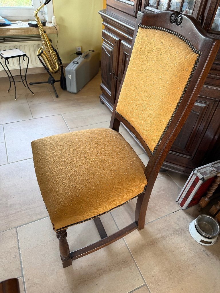 Eikenhouten tafel met 6 stoelen, Huis en Inrichting, Ophalen, Rustiek, Eikenhout, Zo goed als nieuw