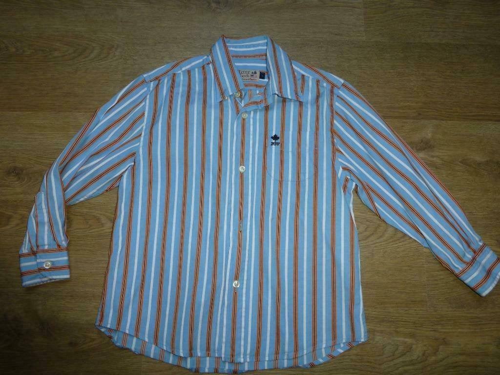 blauw oranje gestreept hemd River Woods maat 104 - 110, Gebruikt, River Woods, Overhemd of Blouse, Ophalen of Verzenden