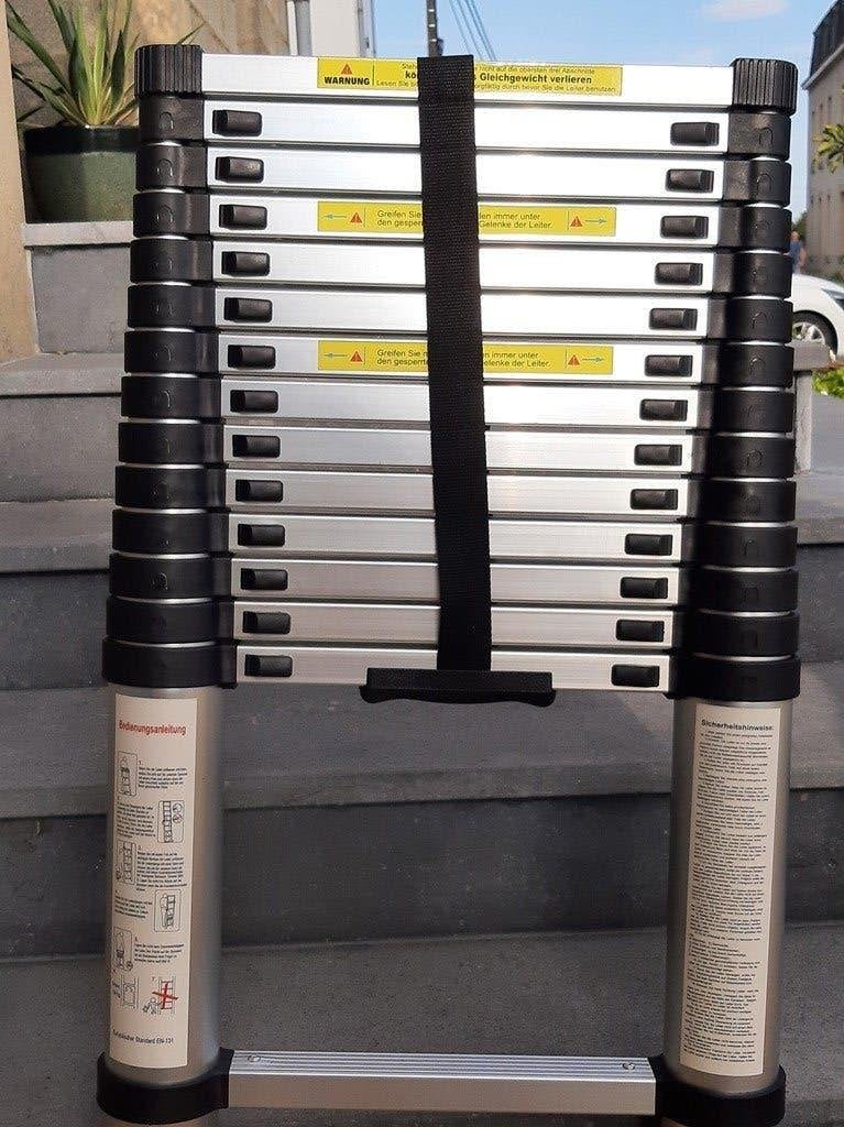 Nieuwe aluminium telescopische ladder van 4,4 meter, Doe-het-zelf en Bouw, Nieuw, Ophalen of Verzenden, Ladder, Opvouwbaar of Inschuifbaar