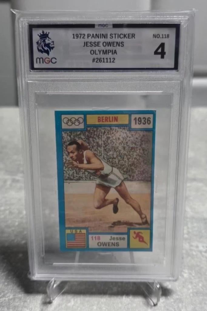 Panini olympia+Jesse Owens+NO PSA+Owens #118, Enlèvement ou Envoi, Comme neuf, Autocollant