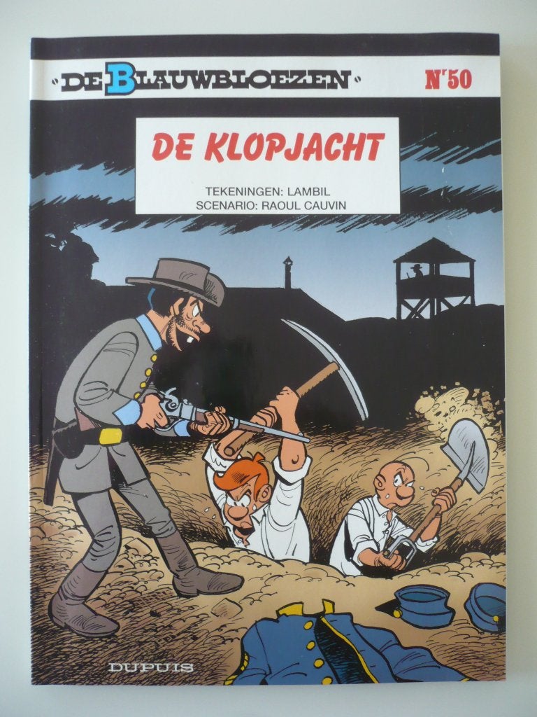 De Blauwbloezen ( 50 de klopjacht) eerste druk, Eén stripboek, Ophalen of Verzenden, Cauvin / Lambil, Gelezen