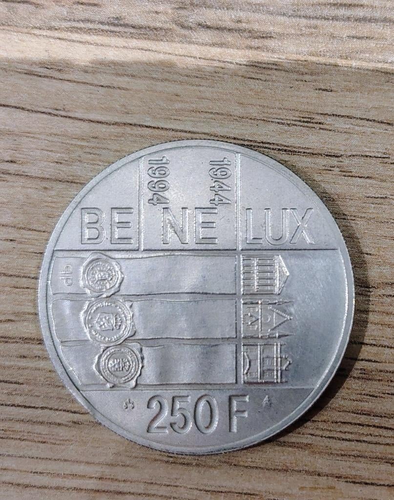 Pièce 250 francs albert 2 50 ans du Benelux, Enlèvement ou Envoi, Argent, Monnaie en vrac, Argent