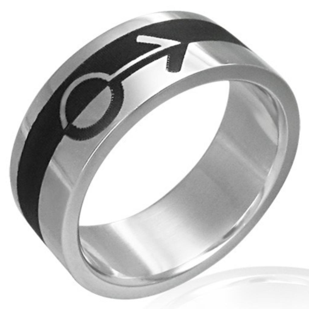 Bague en acier symbole homme - Gay Pride, Enlèvement ou Envoi, Neuf, Fer ou Acier, Homme