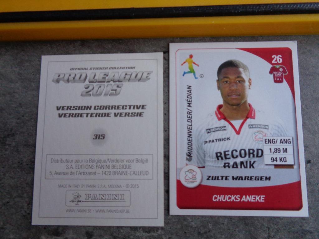PANINI FOOTBALL 2015 ANEKE nr 315 verbeterde versie ! update, Verzenden, Sticker