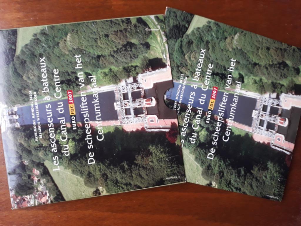 België euroset FDC 2007 Scheepsliften van het Centrumkanaal, Postzegels en Munten, Ophalen of Verzenden, België, Setje