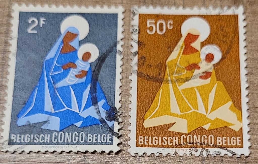 2 oude postzegels: Belgisch-Congo, Enlèvement ou Envoi, Autres pays, Affranchi