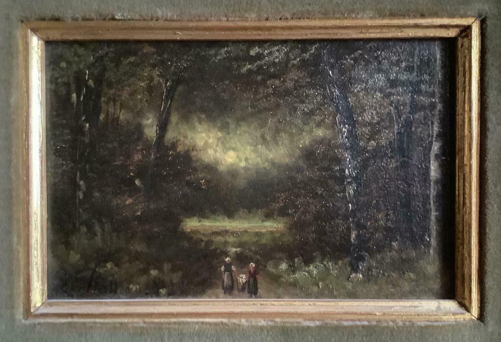 schilderij Zellie Platteau (School van Barbizon 19de eeuw), Enlèvement ou Envoi