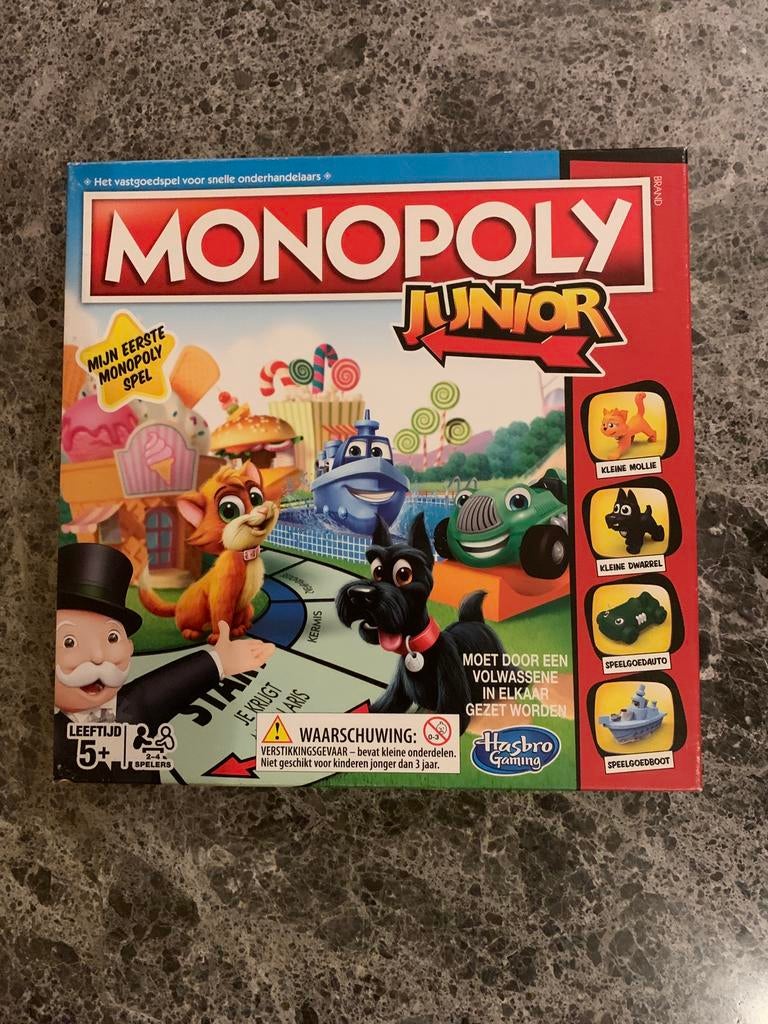 Hasbro - Monopoly Junior - prima staat!, Hobby en Vrije tijd, Ophalen of Verzenden, Zo goed als nieuw