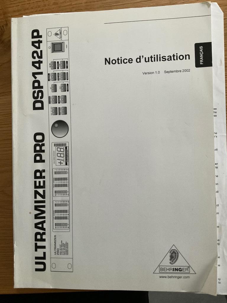 Mode d’emploi d’origine BEHRINGER Ultramizer Pro DSP1424P, Enlèvement ou Envoi
