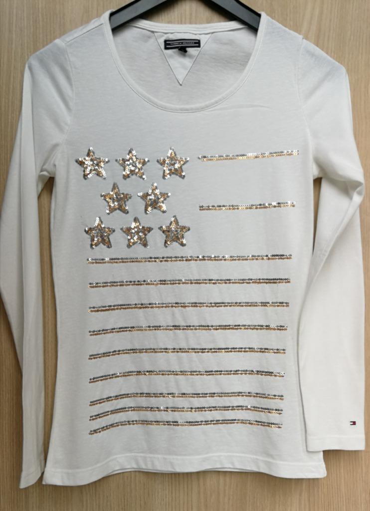 Manches longues blanches à sequins - Tommy Hilfiger - T 164, Enfants & Bébés, Vêtements enfant | Taille 164, Enlèvement ou Envoi