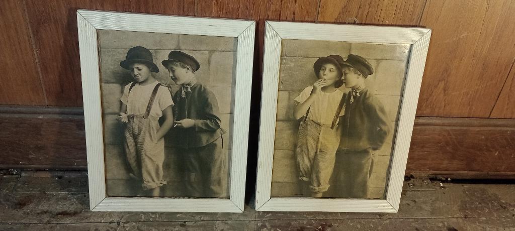 Oude prenten van kinderen met sigaret, 21x27, n16, Antiek en Kunst, Kunst | Tekeningen en Fotografie, Ophalen of Verzenden, Overige typen