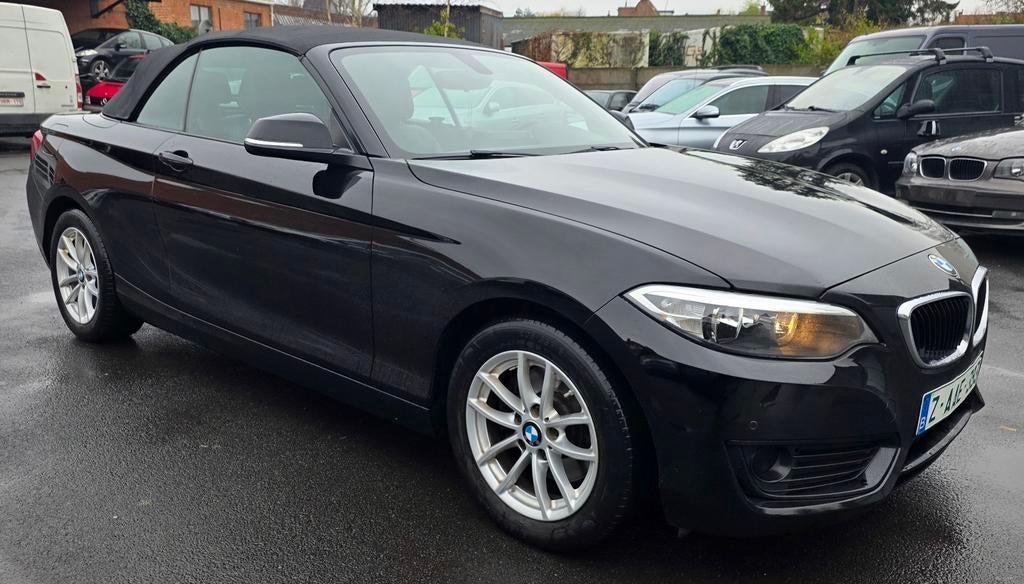 Bmw 220i Cabrio Euro 6 benzine, Auto's, BMW, Achterwielaandrijving, Euro 6, Zwart, Leder