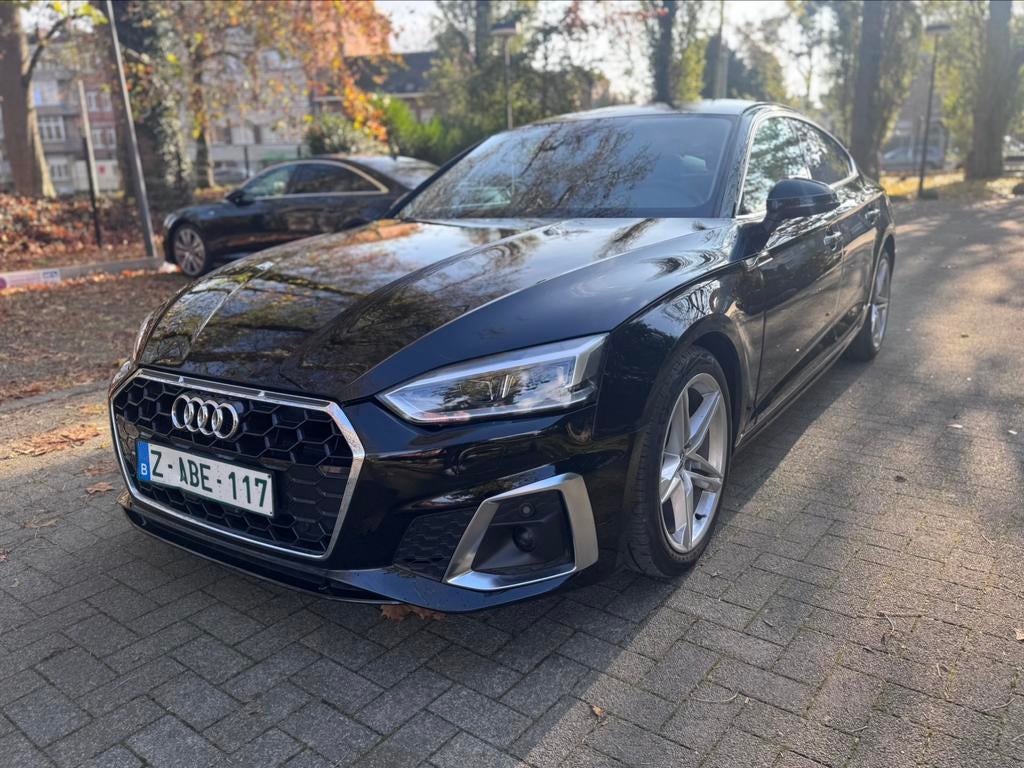 Audi A5 Sportback–Automatique–2.0L–163 ch–11/2019–120000 km, Auto's, Automaat, Zwart, Bedrijf, 5 deurs