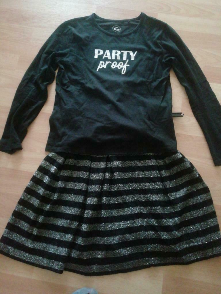 Feestkledij. Glinsterrokje + t-shirt maat 146, Ophalen of Verzenden, Zo goed als nieuw