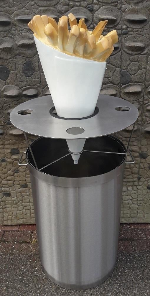 RVS Friet Statafel / Afvalbak met Friettzak, Ophalen, Nieuw