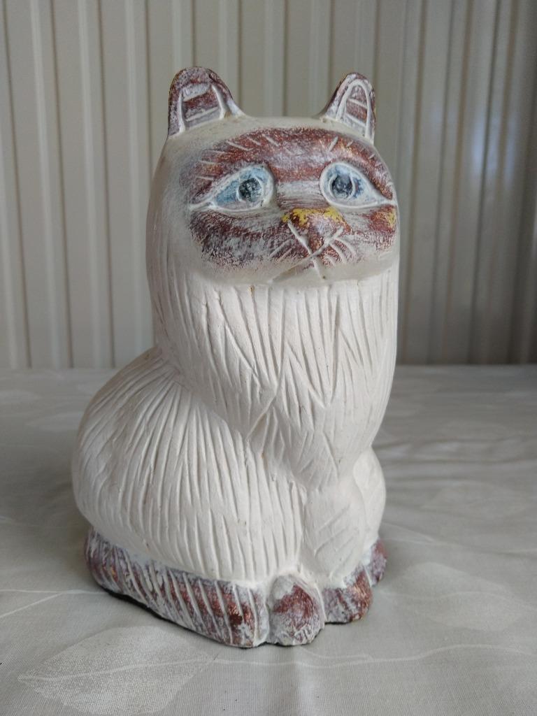 Jolie Statuette  chat en bois peint, Enlèvement ou Envoi
