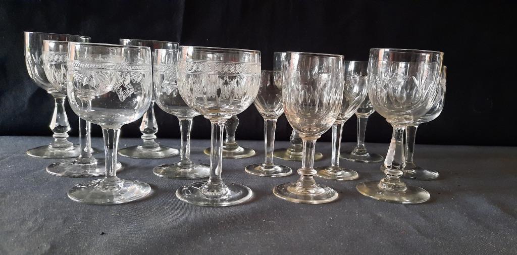 Lot 14 verres anciens ,collection., Enlèvement ou Envoi