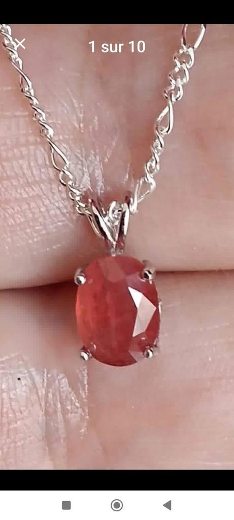 Sterling zilveren hanger met natuurlijke saffier uit Mozambi, Nieuw, Oranje, Ophalen of Verzenden, Met edelsteen