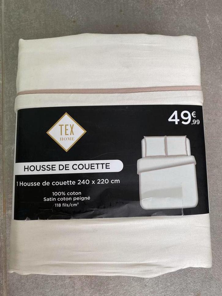 Tex - Donsovertrek 2-persoonsbed ecru. 240x220  Nieuw!, Huis en Inrichting, Slaapkamer | Beddengoed, Beige, Dekbedovertrek, Ophalen of Verzenden