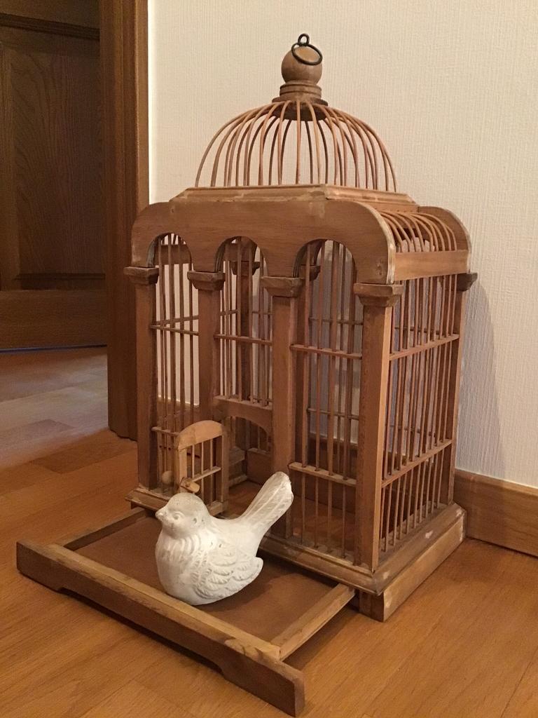 Cage à oiseaux en bois, Huis en Inrichting, Woonaccessoires | Overige, Zo goed als nieuw, Ophalen
