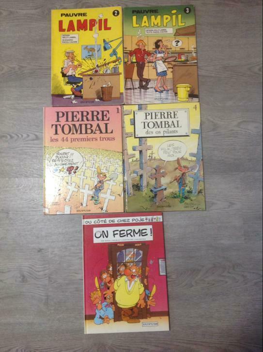 Cauvin - 5 franstalige strip - Lampil - Pierre Tombal - Poje, Boeken, Raoul Cauvin, Ophalen of Verzenden, Zo goed als nieuw, Meerdere stripboeken