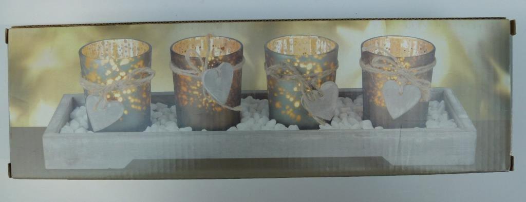 support de Noël en bois avec bocaux en verre pour 4 bougies, Enlèvement ou Envoi, Neuf