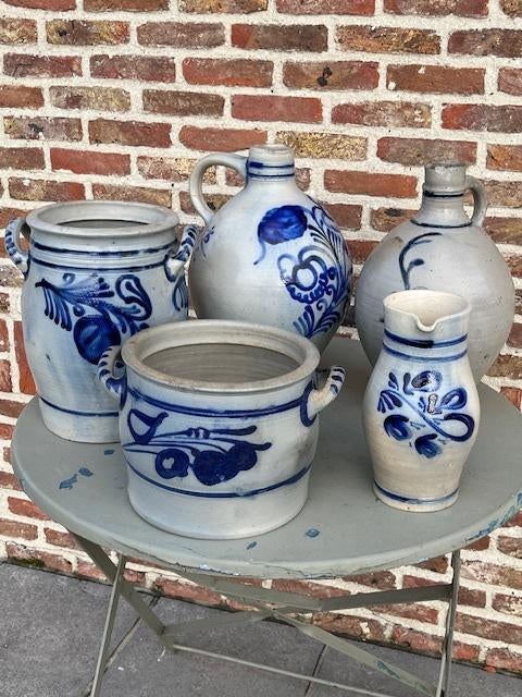 Lot van 5 stuks antiek Keuls geglazuurd aardewerk, Antiek en Kunst, Antiek | Keramiek en Aardewerk, Ophalen