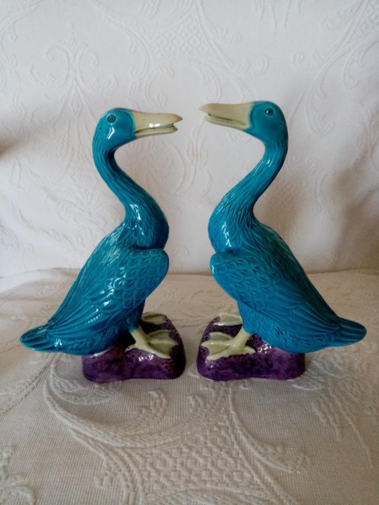 Paire de Canard turquoise en porcelaine Chine 21cm 1960/70s, Antiquités & Art, Antiquités | Porcelaine, Enlèvement ou Envoi