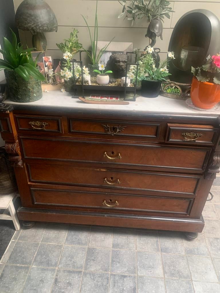 Oude commodekast met spiegelopzet, Huis en Inrichting, Kasten | Ladekasten, Gebruikt, Minder dan 100 cm, 100 tot 150 cm, 50 tot 75 cm