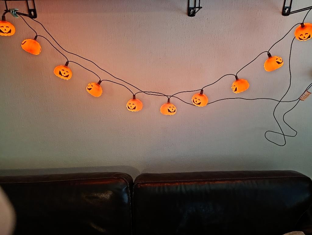 Halloween pompoen lichtsnoer, Ophalen of Verzenden, Zo goed als nieuw, Halloween