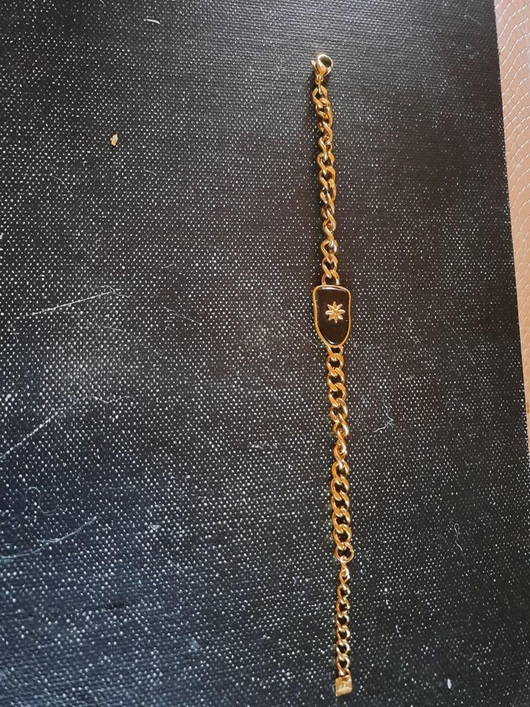 Bohm armband in goudkleurig roestvrij staal, zwarte steen, Ophalen of Verzenden, Nieuw, Overige kleuren, Staal
